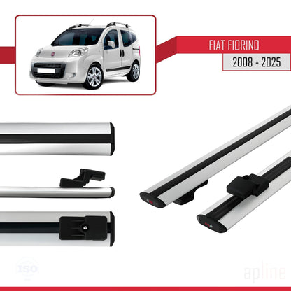 Compatible avec Fiat Fiorino 3 2008-2025 BASIC Model Barres de Toit Railing Porte-Bagages de Voiture Gris Aluminium 2 Barres