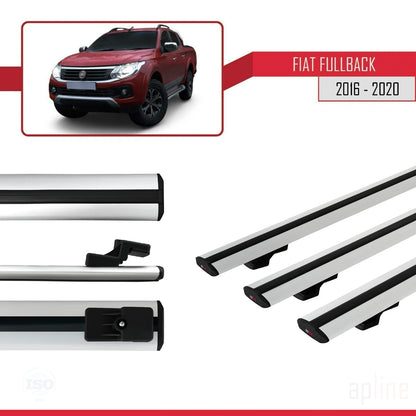 Compatible avec Fiat Fullback 2016-2020 BASIC Model Barres de Toit Railing Porte-Bagages de Voiture Gris Aluminium 3 Barres
