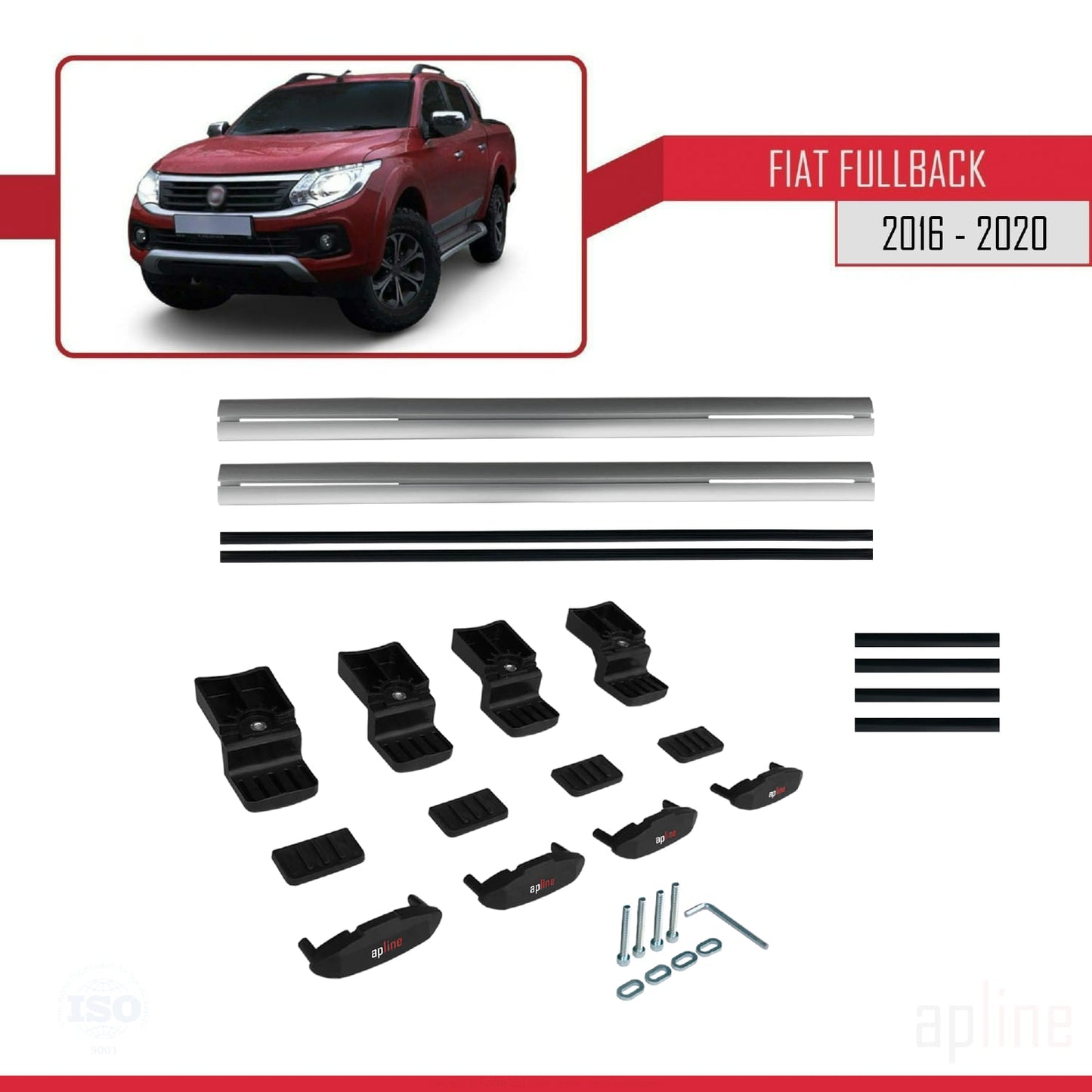 Compatible avec Fiat Fullback 2016-2020 BASIC Model Barres de Toit Railing Porte-Bagages de Voiture Gris Aluminium 2 Barres