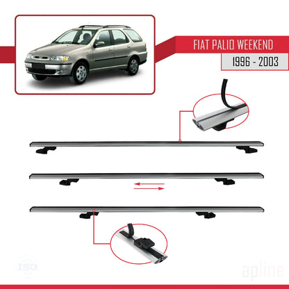Compatibile con Fiat Palio (178) Weekend 1996-2003 Modello BASIC Barre Portatutto Railing Portapacchi Auto Alluminio Grigio 2 Barre