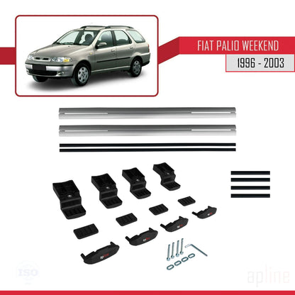 Compatibile con Fiat Palio (178) Weekend 1996-2003 Modello BASIC Barre Portatutto Railing Portapacchi Auto Alluminio Grigio 2 Barre
