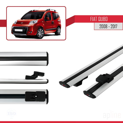 Compatible avec Fiat Qubo 2008-2017 BASIC Model Barres de Toit Railing Porte-Bagages de Voiture Gris Aluminium 2 Barres