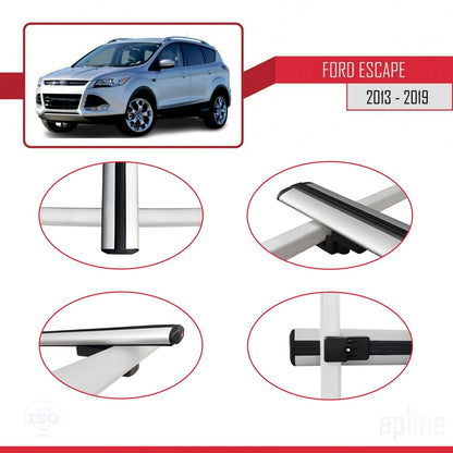 Compatibile con Ford Escape 3 2013-2019 BASIC Model Barre Tetto Portapacchi Auto Barre Portatutto Grigo Alluminio 2 Barre