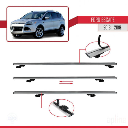 Compatibile con Ford Escape 3 2013-2019 BASIC Model Barre Tetto Portapacchi Auto Barre Portatutto Grigo Alluminio 2 Barre