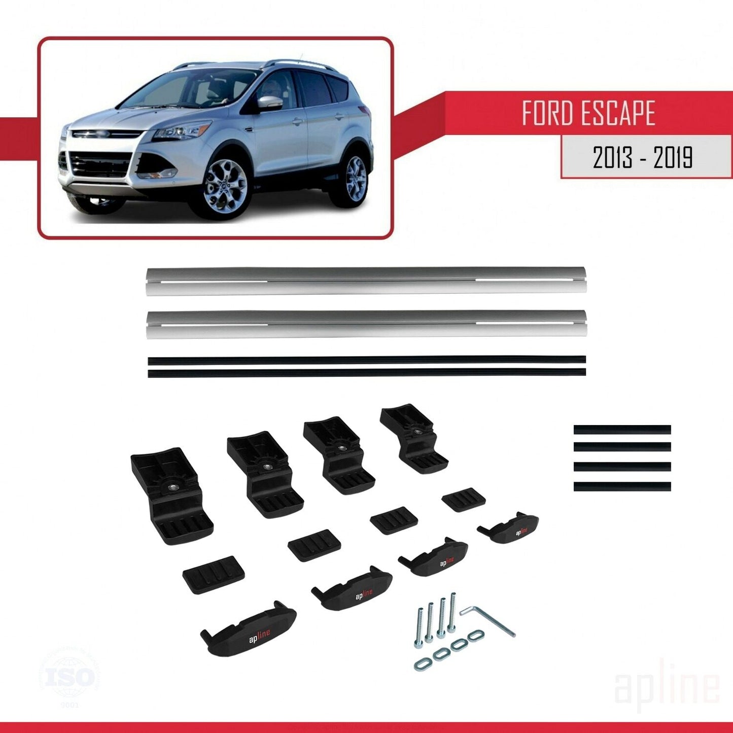 Compatibile con Ford Escape 3 2013-2019 BASIC Model Barre Tetto Portapacchi Auto Barre Portatutto Grigo Alluminio 2 Barre