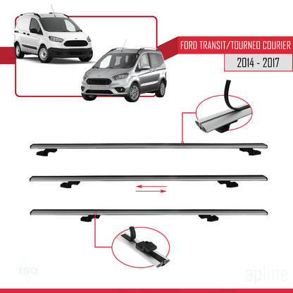 Compatibile con Ford Transit/Tourneo Courier Pre-Facelift 2014-2017 modello BASIC Barre portatutto per auto Portapacchi in alluminio grigio 3 barre