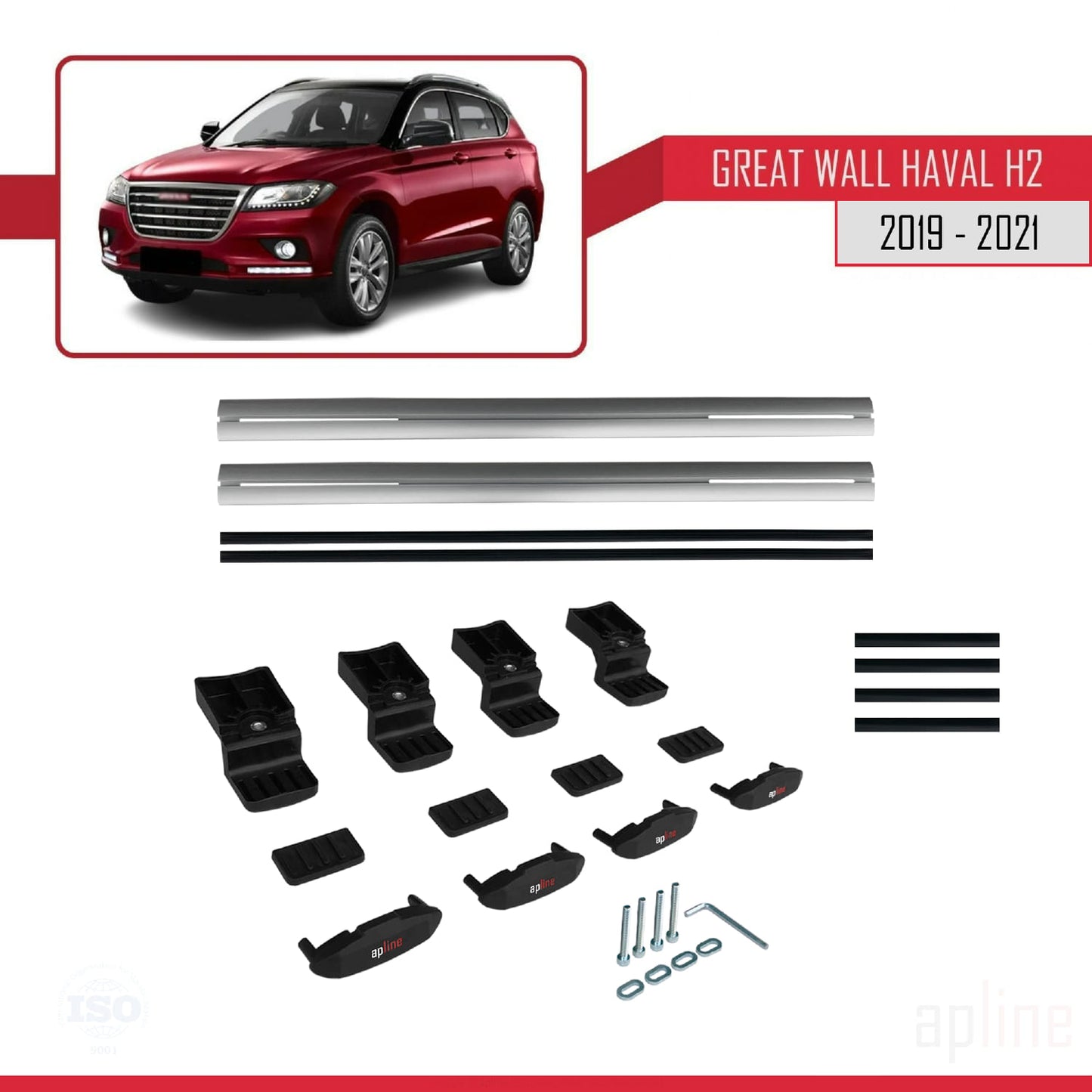 Compatible avec Great Wall Haval H2 2019-2021 BASIC Model Barres de Toit Railing Porte-Bagages de Voiture Gris Aluminium 2 Barres