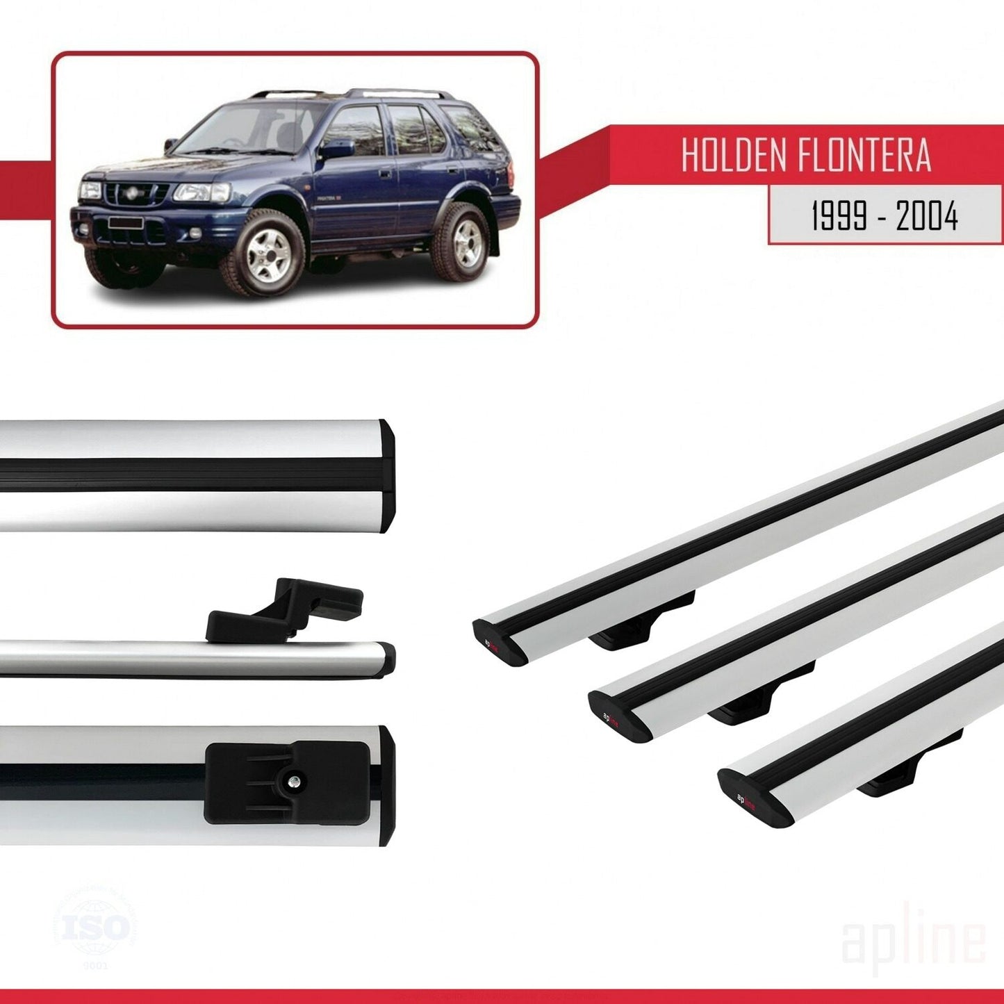 Compatible avec Holden Frontera 2 1999-2004 BASIC Model Barres de Toit Railing Porte-Bagages de Voiture Gris Aluminium 3 Barres