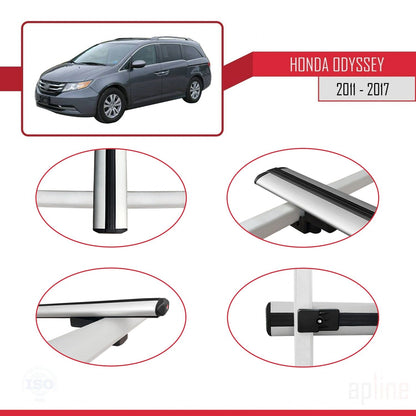 Compatibile con Honda Odyssey 2011-2017 modello BASIC Barre portatutto per auto Portapacchi in alluminio grigio 3 barre