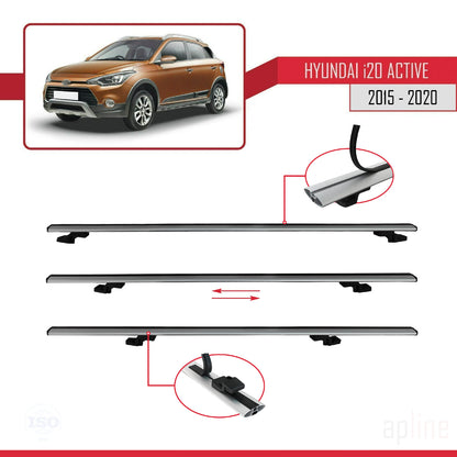 Compatible avec Hyundai i20 II Active 2015-2019 BASIC Model Barres de Toit Railing Porte-Bagages de Voiture Gris Aluminium 3 Barres