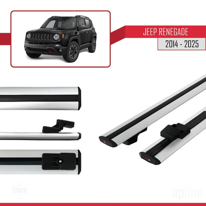Compatible avec Jeep Renegade (BU) 2014-2025 BASIC Model Barres de Toit Railing Porte-Bagages de Voiture Gris Aluminium 2 Barres