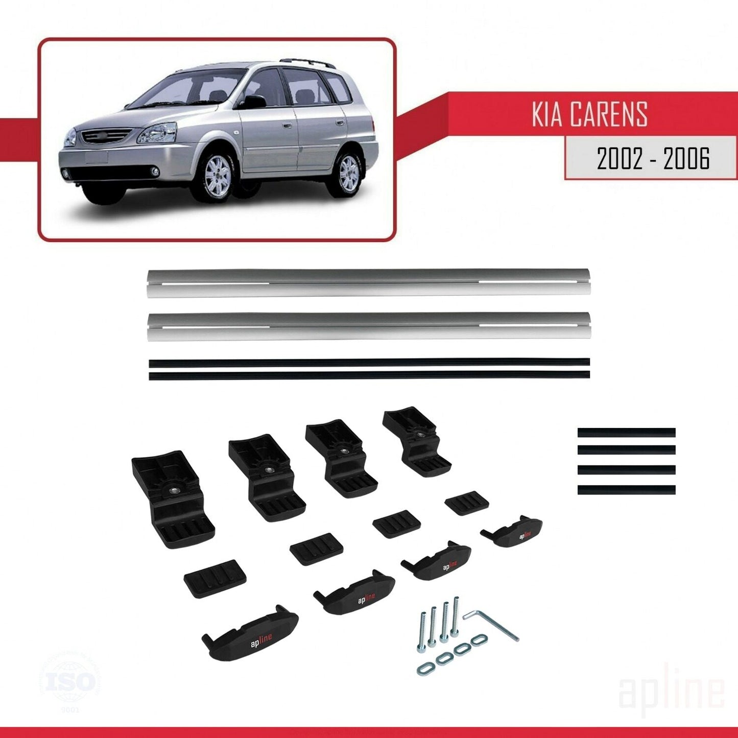 Compatible avec Kia Carens Post-Facelift 2002-2006 BASIC Model Barres de Toit Railing Porte-Bagages de Voiture Gris Aluminium 2 Barres