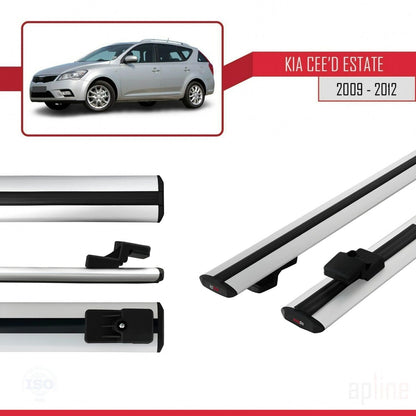Compatible avec Kia Ceed (ED) Break Post-Facelift 2009-2012 BASIC Model Barres de Toit Railing Porte-Bagages de Voiture Gris Aluminium 2 Barres