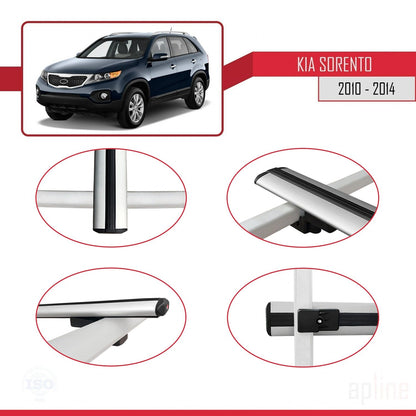 Compatible avec Kia Sorento 2 (XM) 2010-2014 BASIC Model Barres de Toit Railing Porte-Bagages de Voiture Gris Aluminium 3 Barres