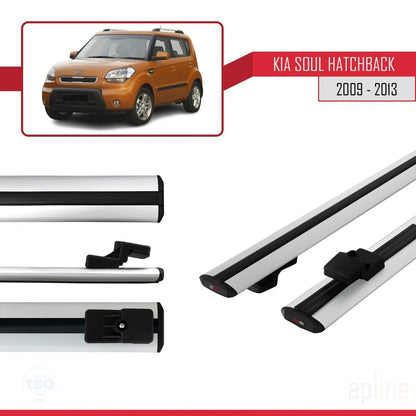 Compatible avec Kia Soul (AM) HB 2009-2013 BASIC Model Barres de Toit Railing Porte-Bagages de Voiture Gris Aluminium 2 Barres