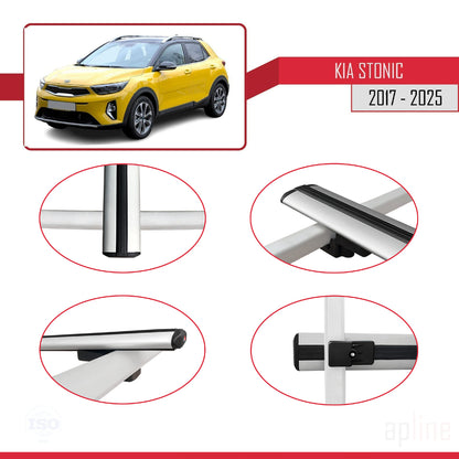 Compatible avec Kia Stonic 2017-2025 BASIC Model Barres de Toit Railing Porte-Bagages de Voiture Gris Aluminium 2 Barres