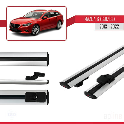 Kompatibel mit Mazda 6 III (GJ1/GL) 2013-2022 BASIC Model Relingträger Dachträger Auto Gepäckträger Grau Aluminium 2 Stangen