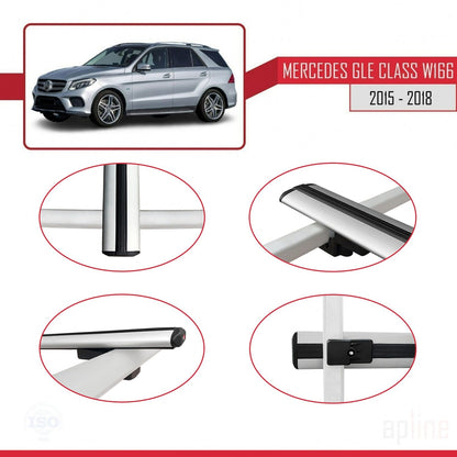 Compatible avec Mercedes Classe GLE 3 (W166) 2015-2018 BASIC Model Barres de Toit Railing Porte-Bagages de Voiture Gris Aluminium 3 Barres