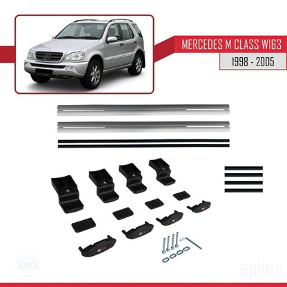 Compatibile con Mercedes Classe M (W163) 1998-2005 BASIC Model Barre Tetto Portapacchi Auto Barre Portatutto Grigo Alluminio 2 Barre