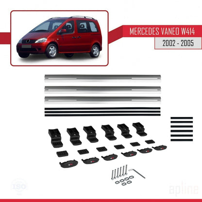 Compatible avec Mercedes Vaneo (W414) 2002-2005 BASIC Model Barres de Toit Railing Porte-Bagages de Voiture Gris Aluminium 3 Barres