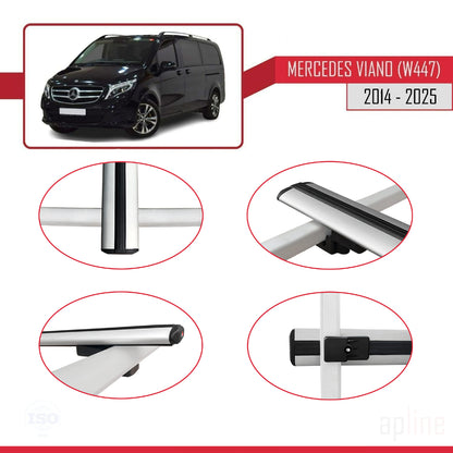 Compatible avec Mercedes Viano 3 (W447) 2014-2025 BASIC Model Barres de Toit Railing Porte-Bagages de Voiture Gris Aluminium 2 Barres