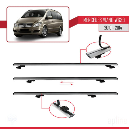 Compatible avec Mercedes Viano 2 (W639) Post-Facelift 2010-2014 BASIC Model Barres de Toit Railing Porte-Bagages de Voiture Gris Aluminium 4 Barres
