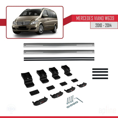 Compatible avec Mercedes Viano 2 (W639) Post-Facelift 2010-2014 BASIC Model Barres de Toit Railing Porte-Bagages de Voiture Gris Aluminium 2 Barres