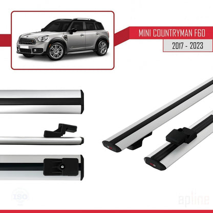 Compatible avec Mini Countryman 2 (F60) 2017-2023 BASIC Model Barres de Toit Railing Porte-Bagages de Voiture Gris Aluminium 2 Barres