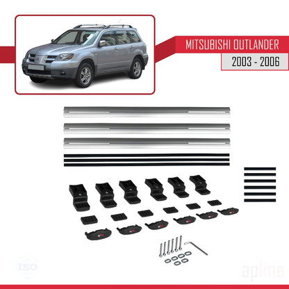 Compatible avec Mitsubishi Outlander 2003-2006 BASIC Model Barres de Toit Railing Porte-Bagages de Voiture Gris Aluminium 3 Barres