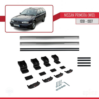 Compatible avec Nissan Primera (W10) Traveller 1991-1997 BASIC Model Barres de Toit Railing Porte-Bagages de Voiture Gris Aluminium 2 Barres