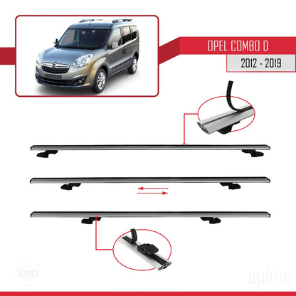 Compatible avec Opel Combo D 2012-2018 BASIC Model Barres de Toit Railing Porte-Bagages de Voiture Gris Aluminium 4 Barres