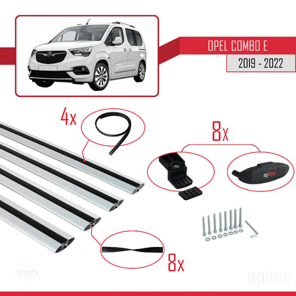 Compatible avec Opel Combo E Life 2019-2022 BASIC Model Barres de Toit Railing Porte-Bagages de Voiture Gris Aluminium 4 Barres