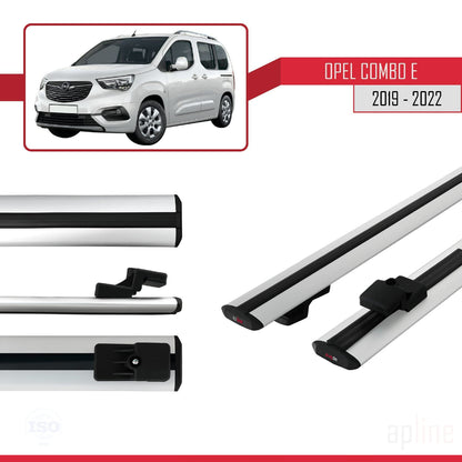 Compatible avec Opel Combo E Life 2019-2022 BASIC Model Barres de Toit Railing Porte-Bagages de Voiture Gris Aluminium 2 Barres