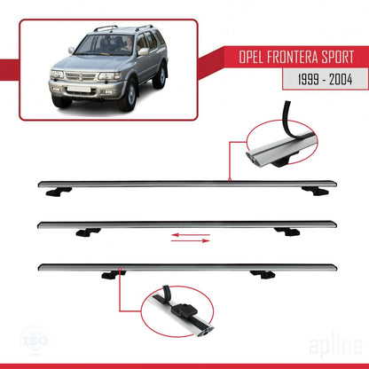 Compatible avec Opel Frontera Sport 2 1999-2004 BASIC Model Barres de Toit Railing Porte-Bagages de Voiture Gris Aluminium 3 Barres