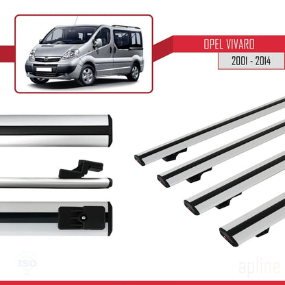 Compatible avec Opel Vivaro A 2001-2014 BASIC Model Barres de Toit Railing Porte-Bagages de Voiture Gris Aluminium 4 Barres