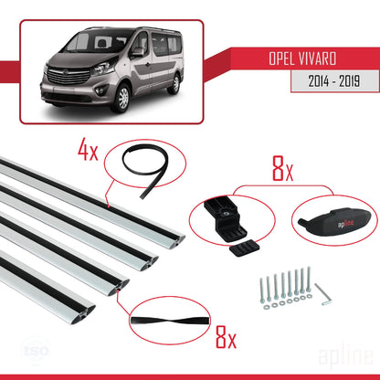 Compatibile con Opel Vivaro B 2014-2019 BASIC Model Barre Tetto Portapacchi Auto Barre Portatutto Grigo Alluminio 4 Barre