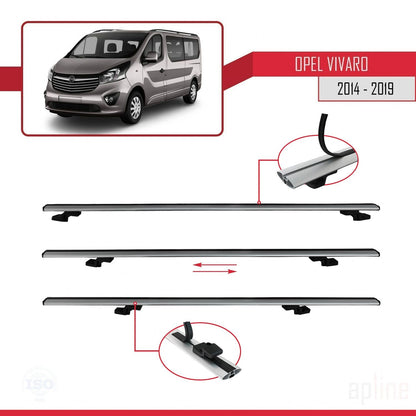 Compatibile con Opel Vivaro B 2014-2019 BASIC Model Barre Tetto Portapacchi Auto Barre Portatutto Grigo Alluminio 2 Barre