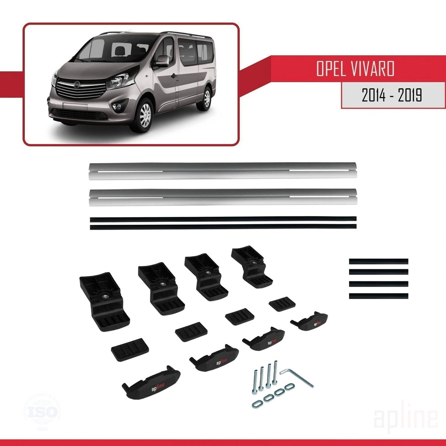 Compatibile con Opel Vivaro B 2014-2019 BASIC Model Barre Tetto Portapacchi Auto Barre Portatutto Grigo Alluminio 2 Barre