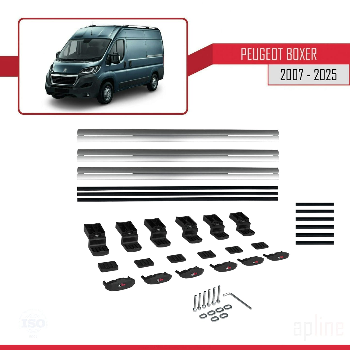 Kompatibel mit Peugeot Boxer 2 2007-2025 BASIC Model Relingträger Dachträger Auto Gepäckträger Grau Aluminium 3 Stangen