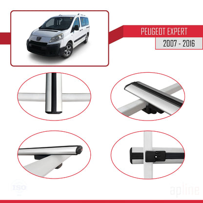Compatible con Peugeot Expert 2 2007-2016 BASIC Model Barras de Techo Auto Portaequipajes Barras Transversales Gris Aluminio 2 Barras
