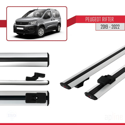 Compatible avec Peugeot Rifter 2019-2022 BASIC Model Barres de Toit Railing Porte-Bagages de Voiture Gris Aluminium 2 Barres