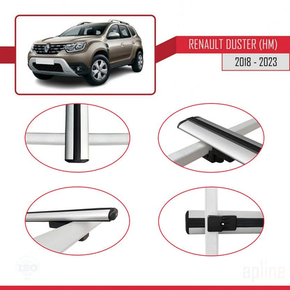 Compatibile con Renault Duster 2 (HM) 2018-2024 BASIC Model Barre Tetto Portapacchi Auto Barre Portatutto Grigo Alluminio 3 Barre