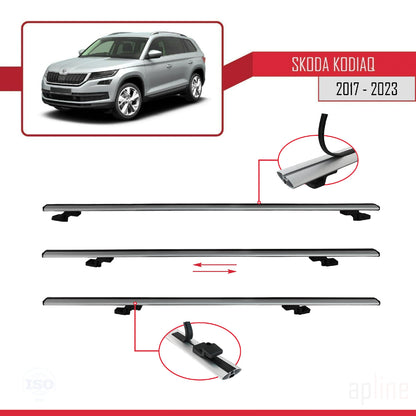 Compatible con Skoda Kodiaq 2017-2023 BASIC Model Barras de Techo Auto Portaequipajes Barras Transversales Gris Aluminio 3 Barras