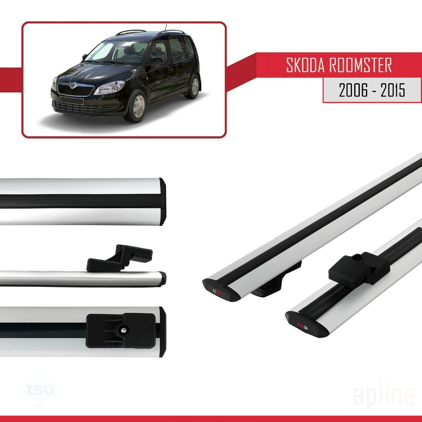 Kompatibel mit Skoda Roomster 2006-2015 BASIC Model Relingträger Dachträger Auto Gepäckträger Grau Aluminium 2 Stangen
