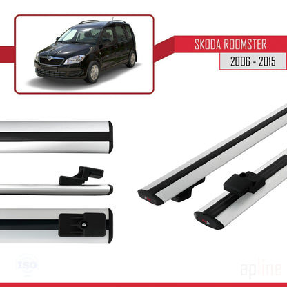 Kompatibel mit Skoda Roomster 2006-2015 BASIC Model Relingträger Dachträger Auto Gepäckträger Grau Aluminium 2 Stangen