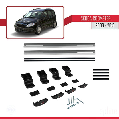 Kompatibel mit Skoda Roomster 2006-2015 BASIC Model Relingträger Dachträger Auto Gepäckträger Grau Aluminium 2 Stangen