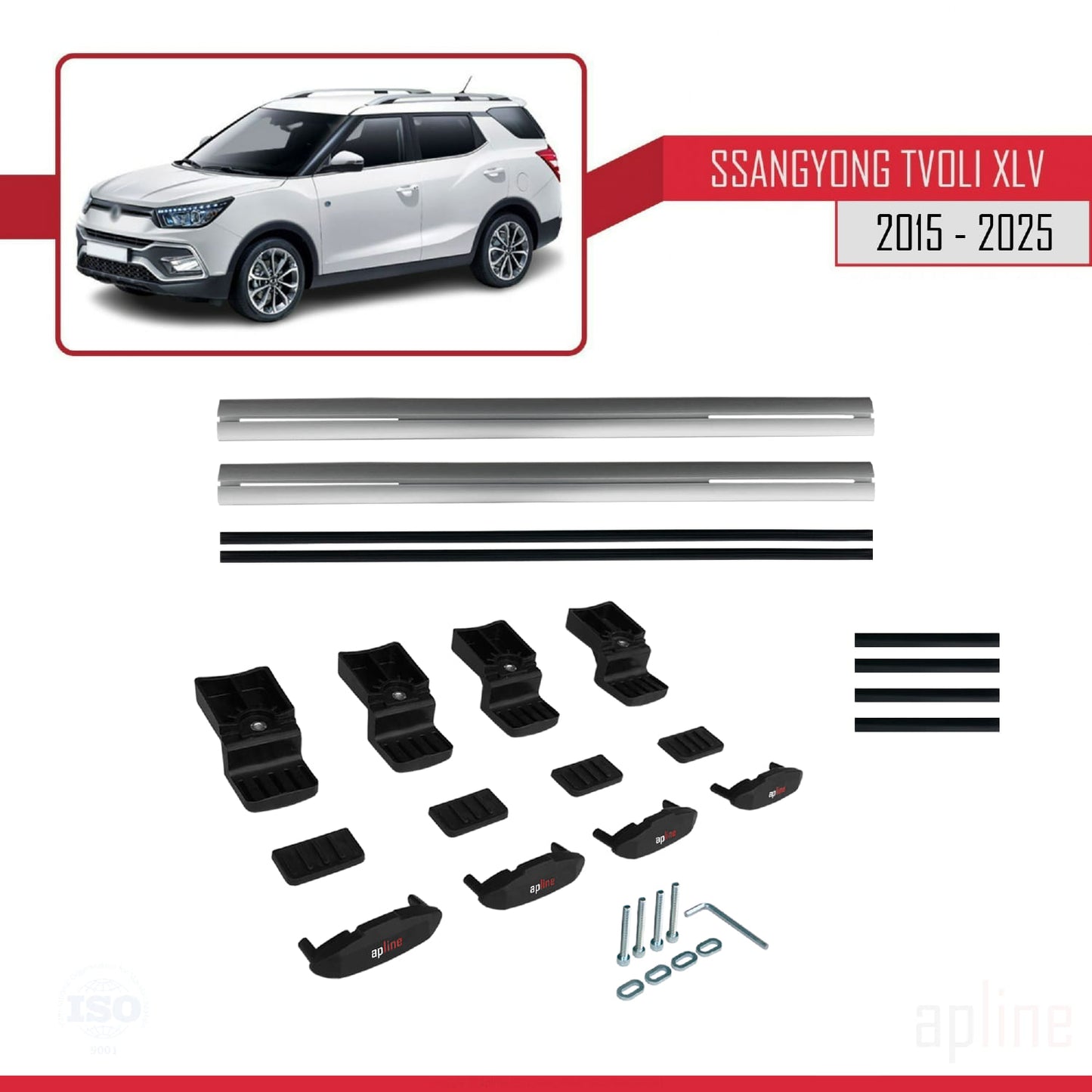 Compatible avec Ssangyong Tivoli XLV 2015-2025 BASIC Model Barres de Toit Railing Porte-Bagages de Voiture Gris Aluminium 2 Barres