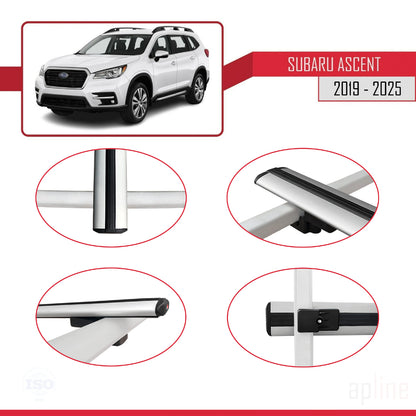 Compatibile con Subaru Ascent 2019-2025 BASIC Model Barre Tetto Portapacchi Auto Barre Portatutto Grigo Alluminio 3 Barre