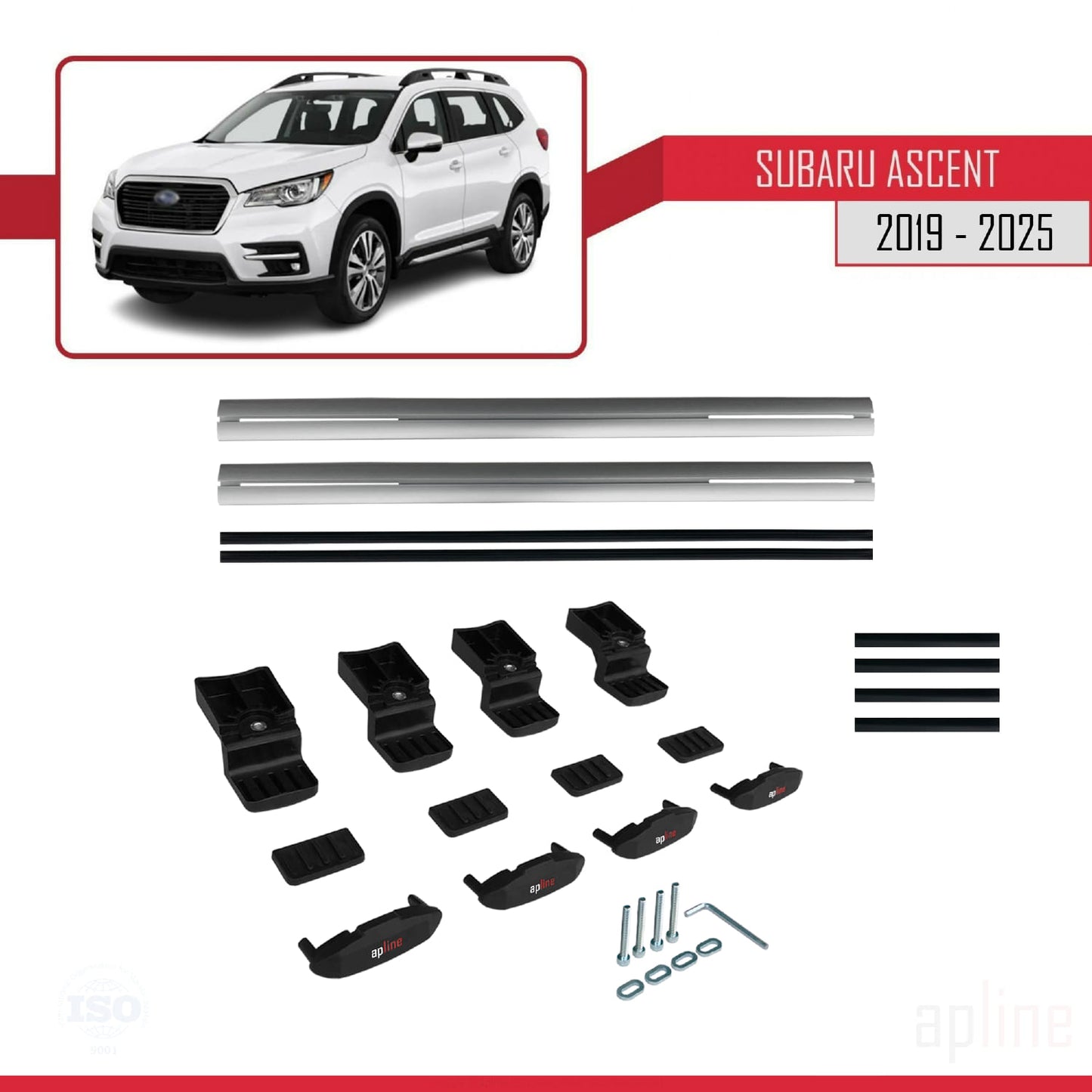 Compatibile con Subaru Ascent 2019-2025 BASIC Model Barre Tetto Portapacchi Auto Barre Portatutto Grigo Alluminio 2 Barre