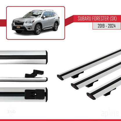 Compatibile con Subaru Forester 5 (SK) 2019-2024 BASIC Model Barre Tetto Portapacchi Auto Barre Portatutto Grigo Alluminio 3 Barre